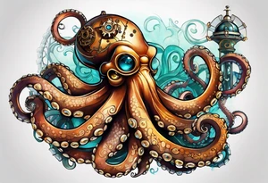 Octopus steampunk tattoo idea