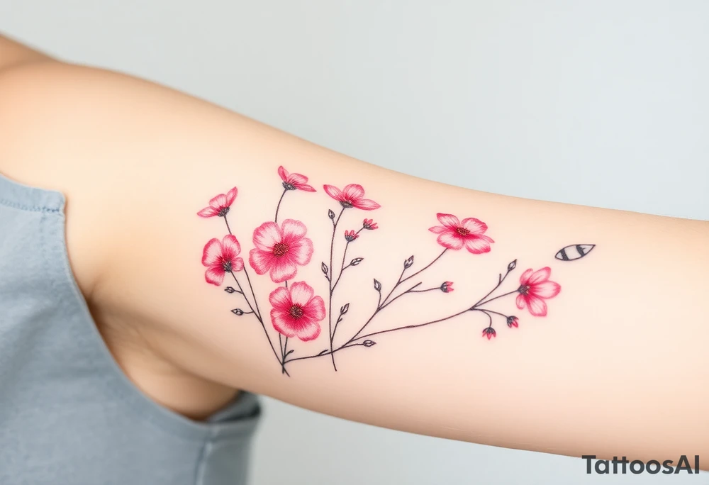 Pink wildflowers tattoo idea