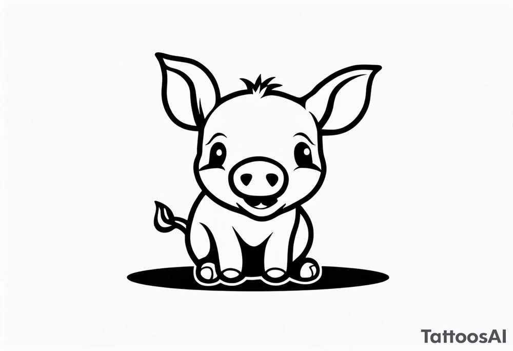 very cute piglet.
outline only.
black and white only.
only show the piglet. no extra lines or decoration.
no black shading tattoo idea