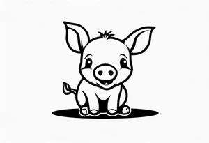 very cute piglet.
outline only.
black and white only.
only show the piglet. no extra lines or decoration.
no black shading tattoo idea