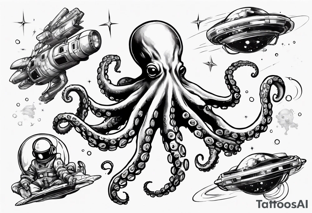Octopus attacking an astronaut tattoo idea