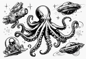 Octopus attacking an astronaut tattoo idea