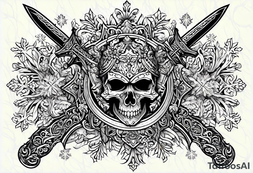 snowflakes on swords tattoo idea