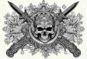 snowflakes on swords tattoo idea
