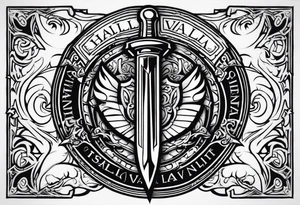 Valhalla stairs sword shield tattoo idea