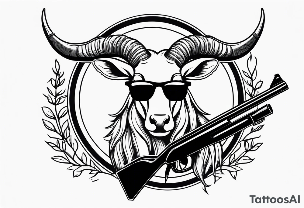 capricorn with sunglasses and shotgun tattoo idea