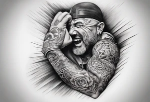 protruding extreme pain elbow tattoo idea