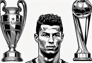 Cristiano Ronaldo holding champions league trophy tattoo idea