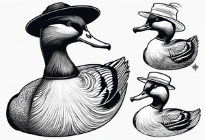 Mallard Duck with a wand and a wizard hat tattoo idea