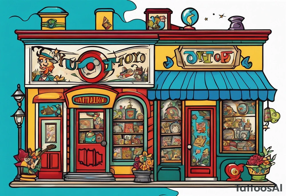 antique toy shop tattoo idea