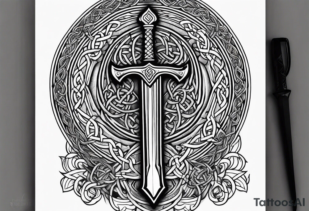 celtic mythology sword tattoo idea