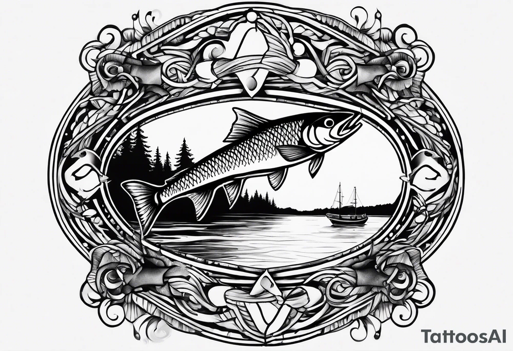 Fishing with an infinity sign tattoo idea