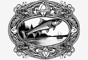 Fishing with an infinity sign tattoo idea