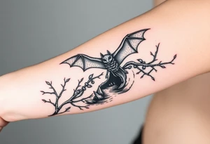 Bats,vines,river,cave tattoo idea