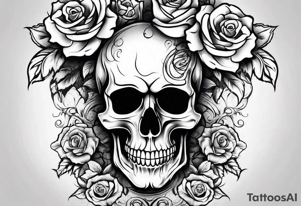 skull and roses tattoo idea