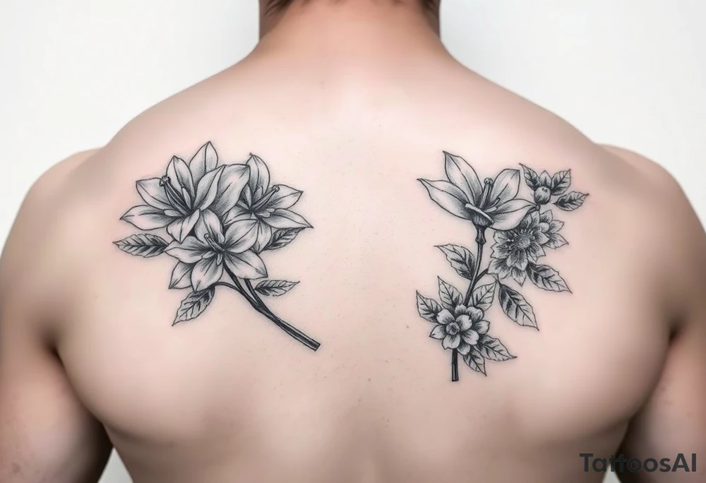 narcissus flowers and holly flowers tattoo idea