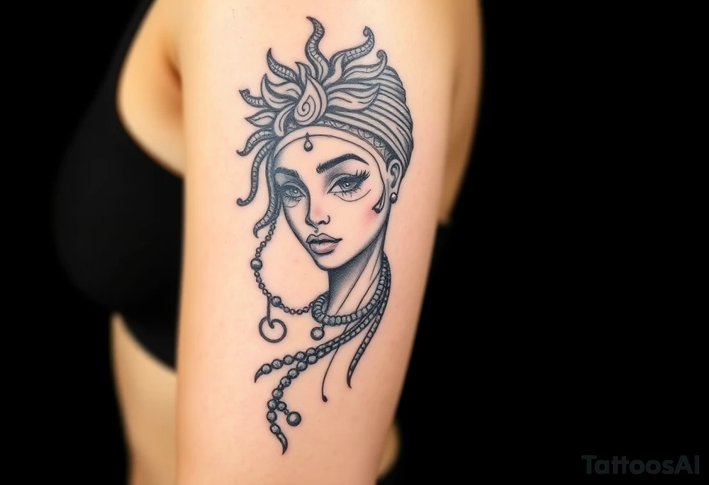 African goddess with tribal makeup tattoo idea
