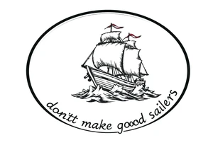 Can you please create an oval design of a ship in rough seas with the words “smooth seas don’t make good sailors”? tattoo idea