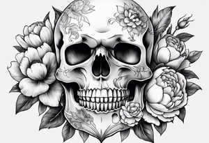 Skull with peony tattoo idea