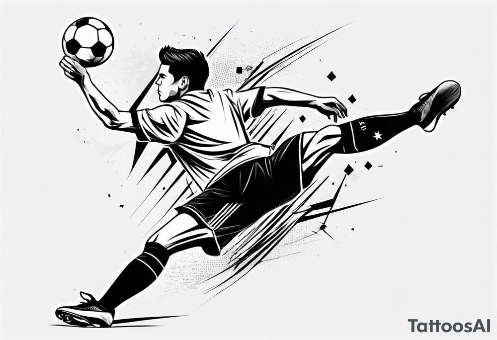 Soccer tattoo where you can see a player shooting tattoo idea