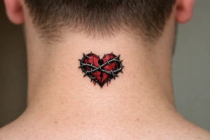 A torn heart coiled together by thorns tattoo idea