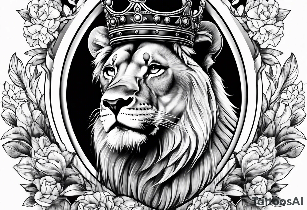 Lion cub with crown tattoo idea