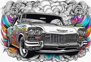Drifting trippy car tattoo idea