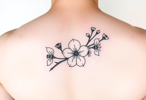 delicate dogwood branch with flowers tattoo idea