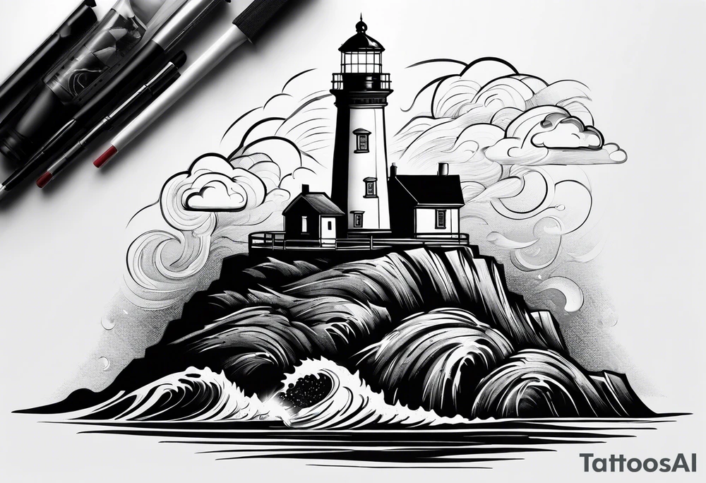 lighthouse in a storm tattoo idea