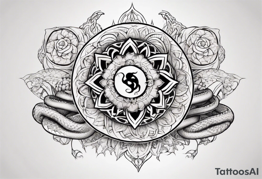 snake with mandala pattern tattoo idea