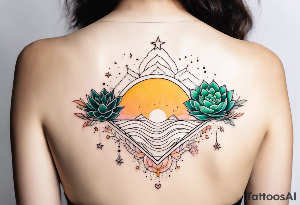 fine line with sun, stars, floral, dots, three succulents
. Sternum tattoo tattoo idea