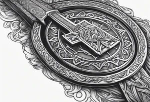 Valhalla sword shield fire tattoo idea