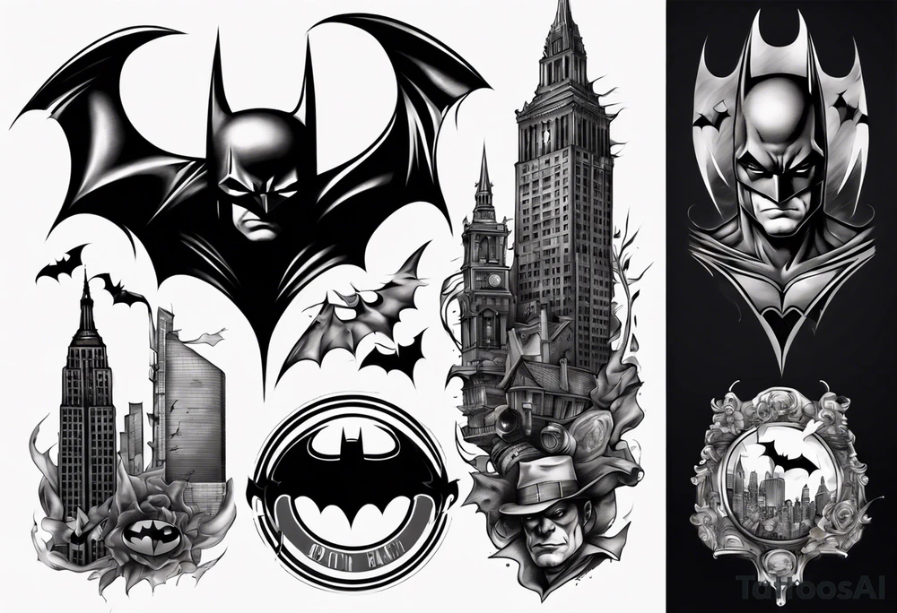 batman gotham sleeve tattoo idea