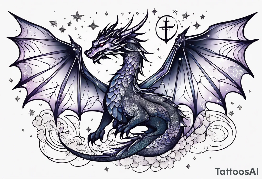 Constellation, wing , snow , cross , dragon japan kawaii tattoo idea