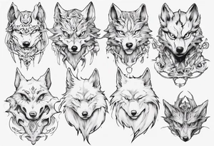 Fantsy wolf anime tattoo idea