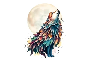 Wolf howling to the moon tattoo idea