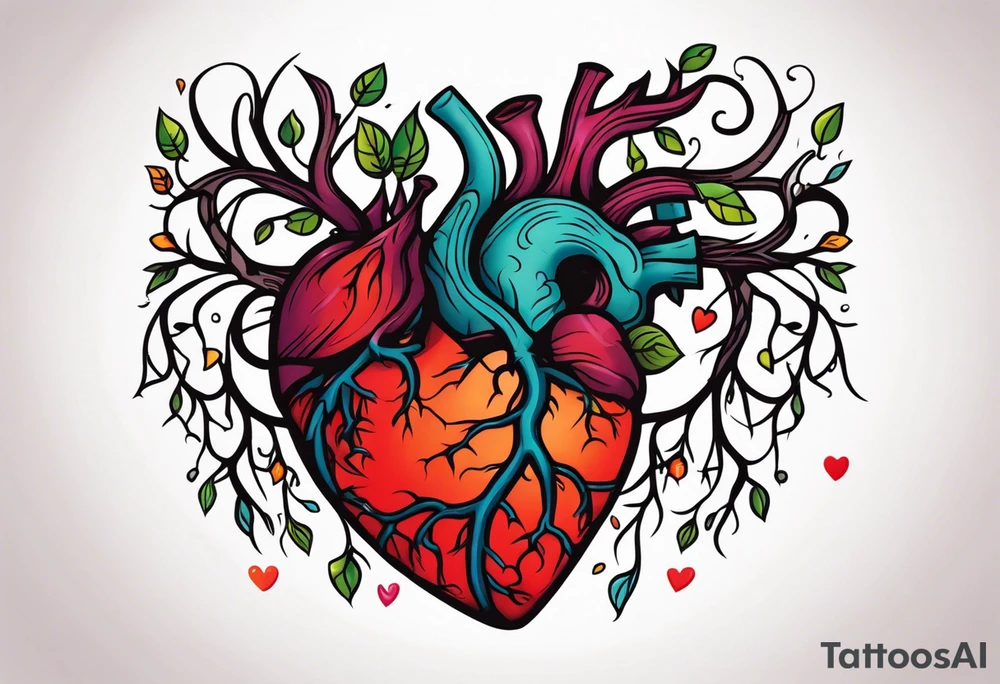 Heart with roots tattoo idea