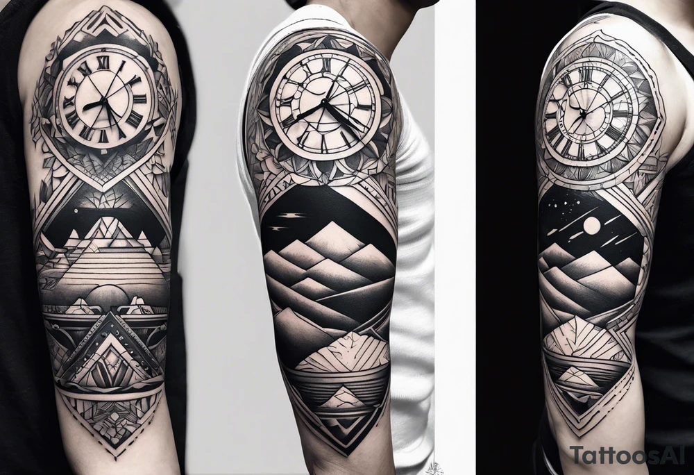 Half-sleeve arm tattoo that represents love, family, trust, patience, time, new adventures and tattoo idea