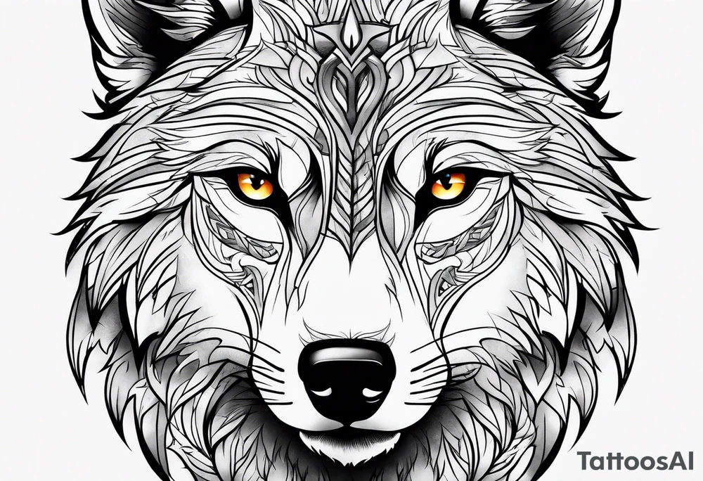Wolf face tattoo idea