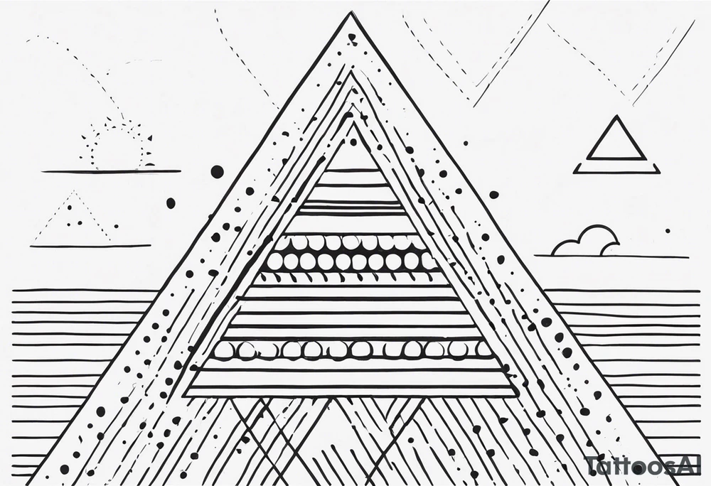 simple sunshine made of black dots with triangles and circles tattoo idea