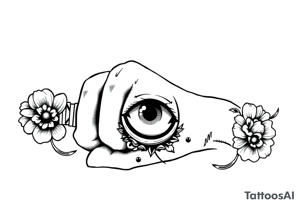 una mano con una copa y un ojo en la copa tattoo idea