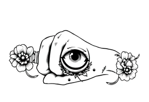 una mano con una copa y un ojo en la copa tattoo idea