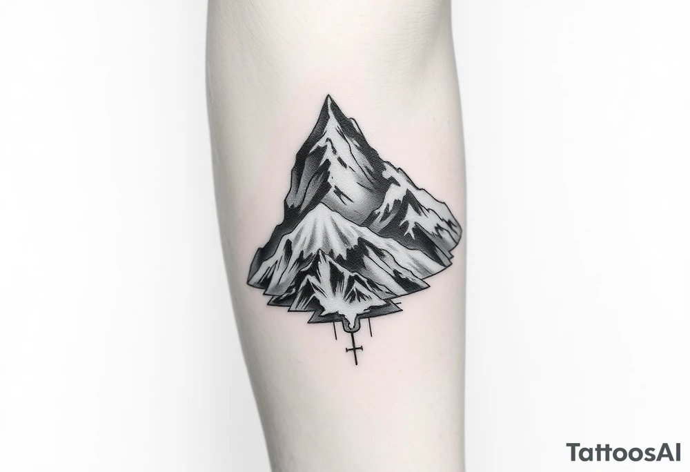 mountains, sky, and abstract art tattoo idea