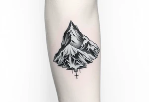 mountains, sky, and abstract art tattoo idea