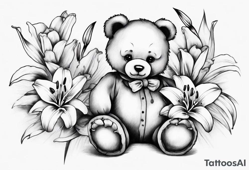 Lily teddy bear tattoo idea