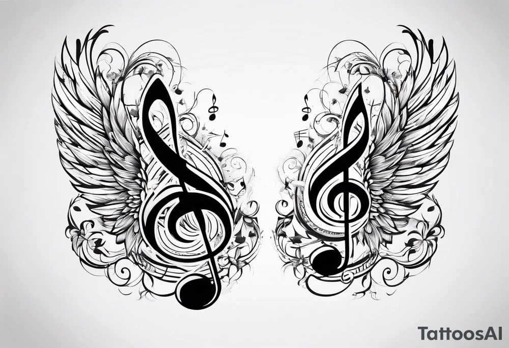 Note de musique, clef de sol, fin, simple tattoo idea