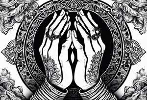 praying hands with chain tattoo idea