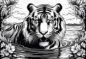 Tiger in water tattoo idea