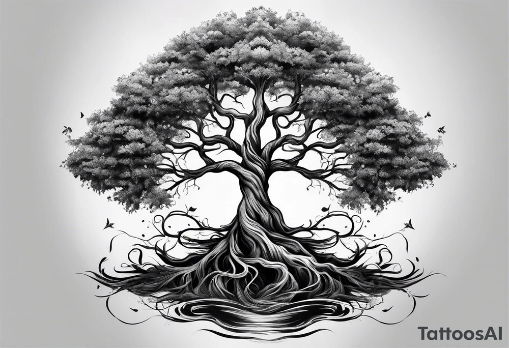 a tree with roots tattoo idea