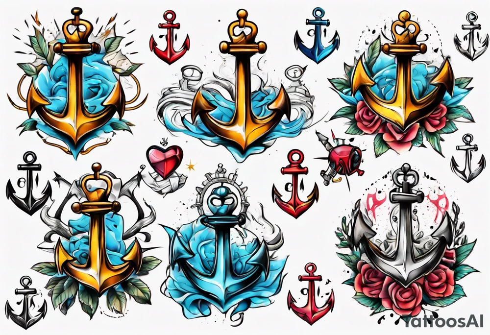 Anchor with a crown on top tattoo idea